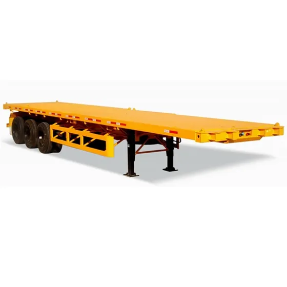 Flatbed deck detail with tie-down points and steel frame structure
