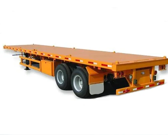 3-axle flatbed semi trailer in white, front three-quarter view with 13000mm length and 1250mm deck height