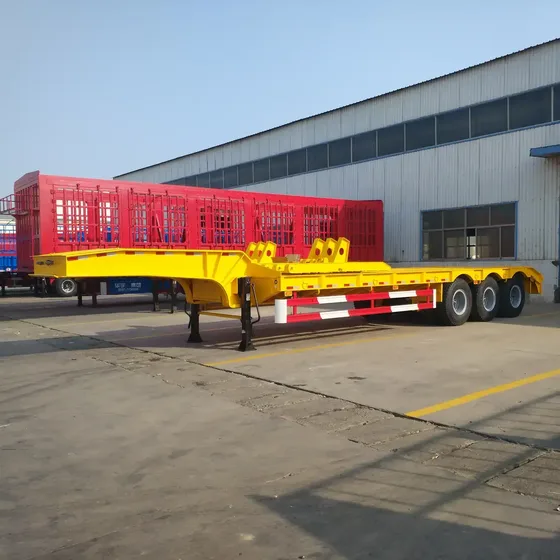 Side view of the lowbed trailer showing the 13750 mm length and 12R22.5 tyres
