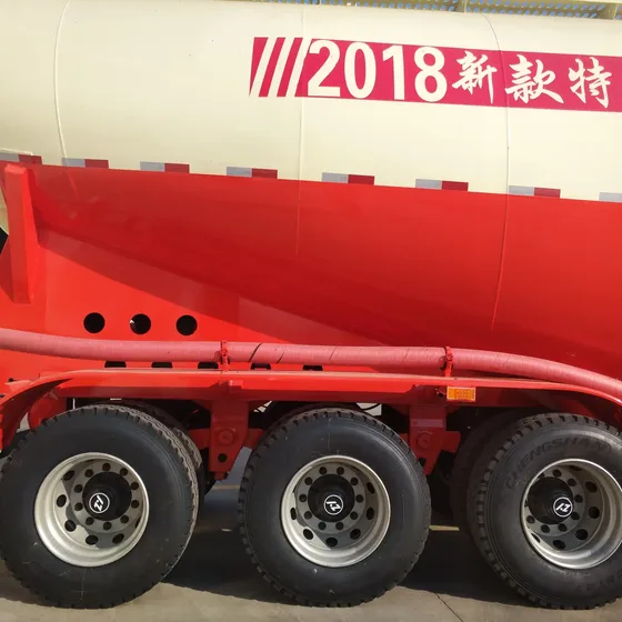 Side view of the tanker trailer showing the three axles