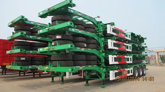 Close-up of the leaf spring suspension and axle housing on the trailer's rear axle