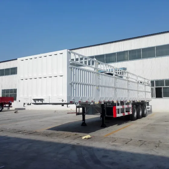 Front view of the trailer showing the 80mm side walls, landing gear, and front board