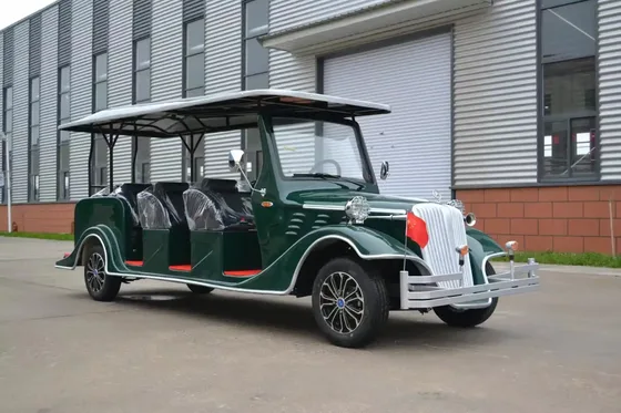 Red 4-seater electric golf cart model eone-S03 parked on a grassy surface, front three-quarter view
