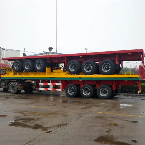 Undercarriage view showing three FUWA/BPW 13-ton axles and steel frame structure