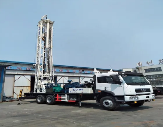 Close-up of the turntable and Kelly pipe assembly on the drilling rig