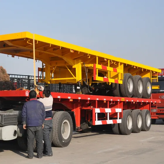Front view of the trailer showing the 2" kingpin and landing gear