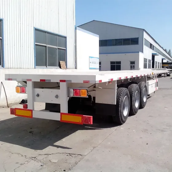 Front view of the trailer showing the JOST landing gear, kingpin, and front lighting