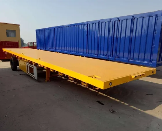 Flatbed deck with cross-members and anti-slip surface detail