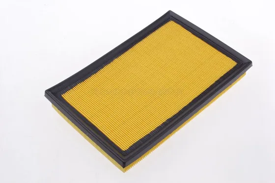Packaged filter unit placed on a white surface with shipping label visible
