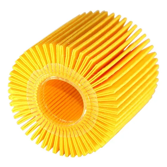 Automotive hydraulic oil filter element 04152-37010 mounted on a metal bracket, front view