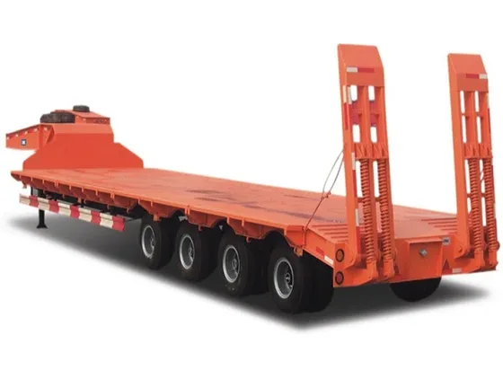 Front view of the low bed trailer showing the 13-ton Fuwa axles and ABS brake system