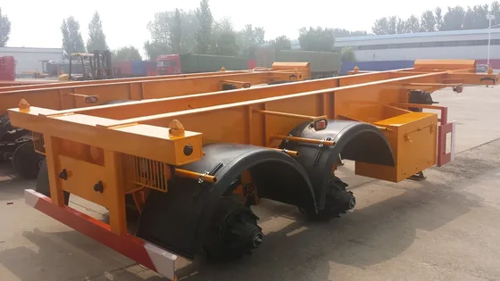 Top-down view of the trailer frame with 12 twist lock points and steel structure