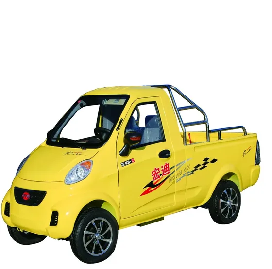 White electric pickup truck with integral body construction, front three-quarter view