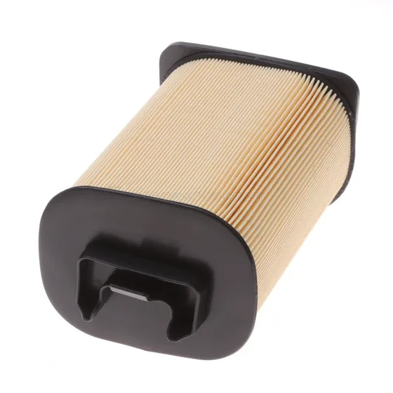 Engine air filter A2740940004 mounted on a German car engine, front view