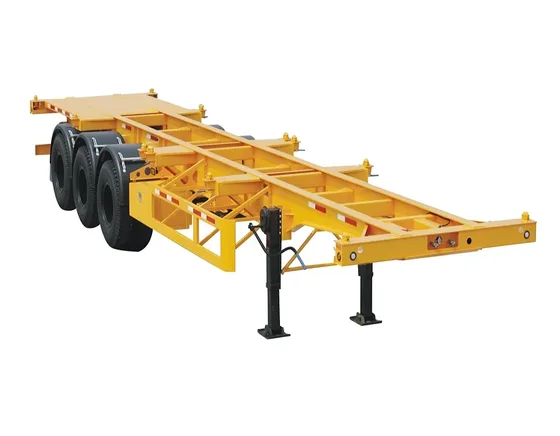 Front view of a 3-axle container trailer showing the 13-ton Fuwa axles and ABS brake system