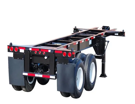 Trailer parked on a yard with 40-foot container loaded on top