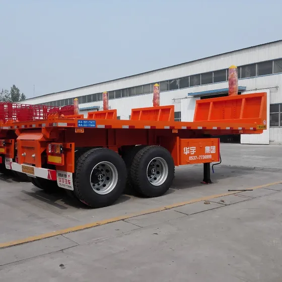 Side view of 20FT 2axle 30cbm tipper semi trailer with 12R22.5 tires and leaf spring suspension