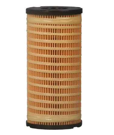 White paper diesel engine fuel filter with OEM number 1R-1804, mounted on a metal bracket