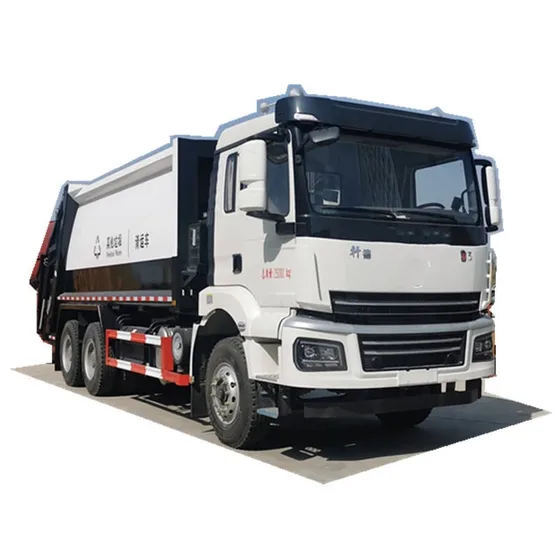 Rear view of a HOWO 4x2 garbage compactor truck with rear flipper mechanism and 18CBM+2 chamber