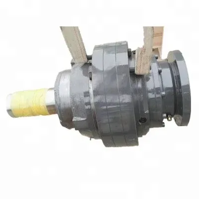 Side view of the planetary gearbox with visible gear housing and mounting flanges