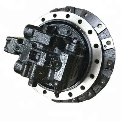 Side view of the 9150472 travel motor with visible gear housing and hydraulic ports