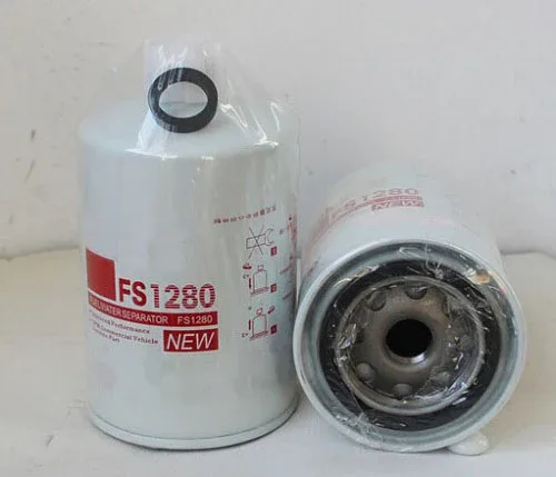 Black iron fuel filter with water separator FS1280, mounted on a metal bracket, showing 13/16′′-18UNS thread