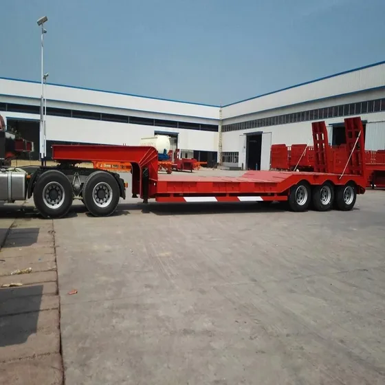 Front view of the trailer showing the 13-ton Fuwa axles and ABS brake lines