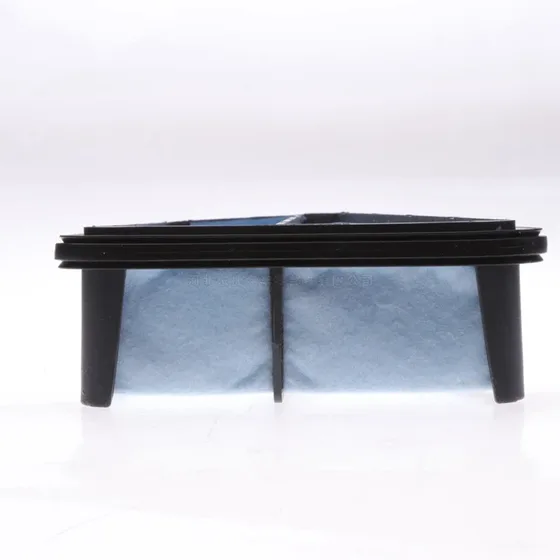 Close-up of the filter's paper media and steel frame structure