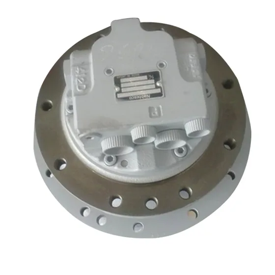 Front view of the GM04VA travel motor assy with built-in parking brake, steel housing, block colour