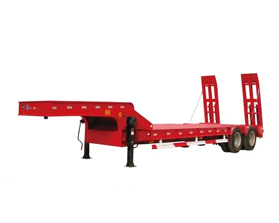 Front view of the trailer showing the 13-ton Fuwa brand axles and dual line brake lines