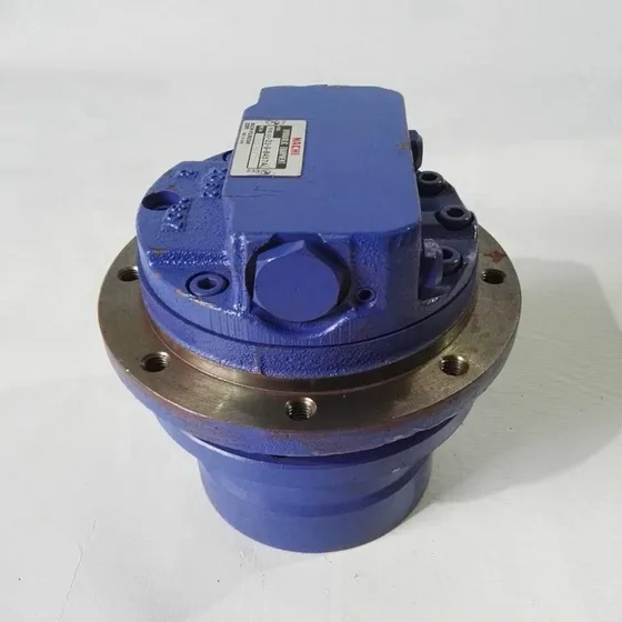 Side view of the travel motor showing the shaft end and gear housing