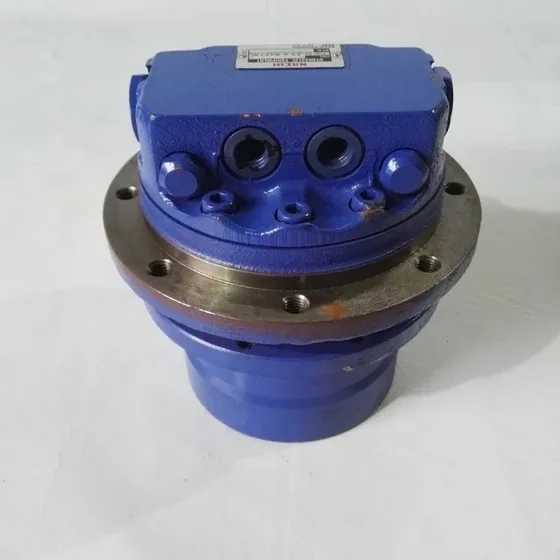 Front view of the motor with hydraulic inlet and outlet ports