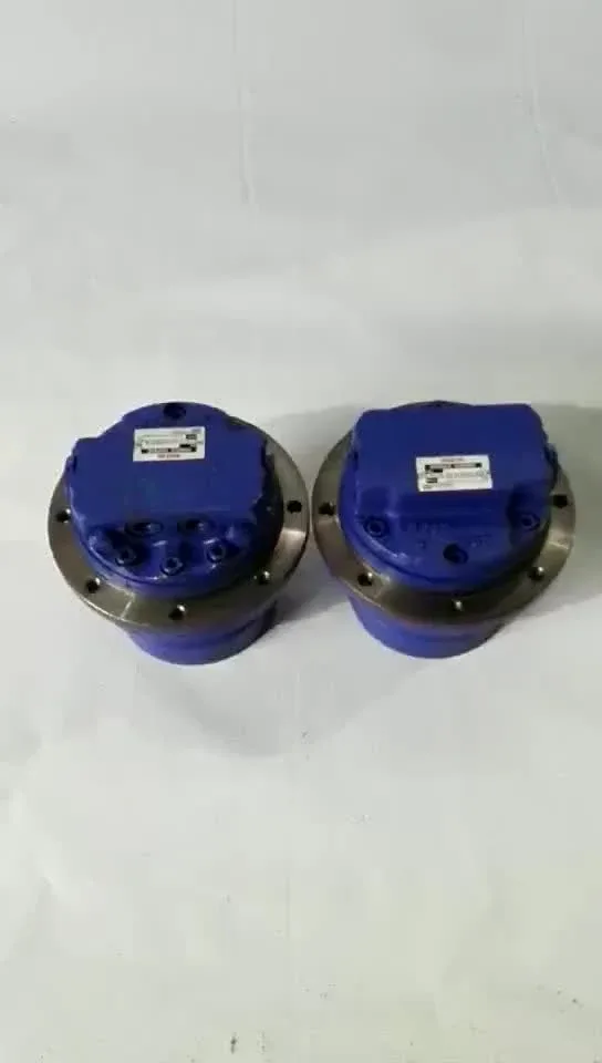 Close-up of the PHD-50-23-9-8457A travel motor assembly with natural metal finish and mounting flanges