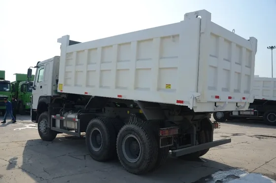 Close-up of the dump truck's cab and front grille