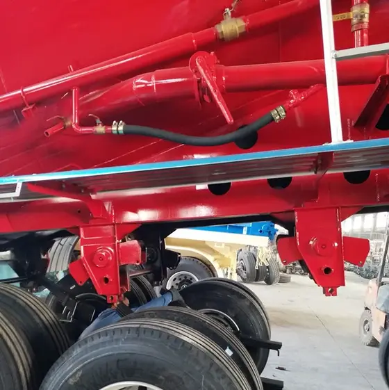 Front view of the cement trailer with the towing hitch