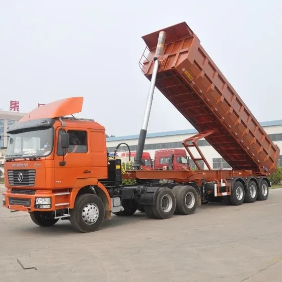 White 40CBM U shape tipper semi-trailer, side view