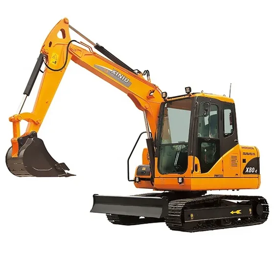 Front three-quarter view of X80-E crawler excavator with Yanmar engine and wide cab