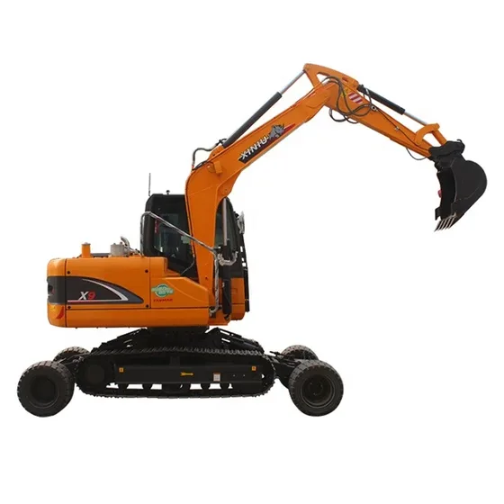Side view of the excavator with wheels up, highlighting the 2982mm cabin height and 6570mm overall length