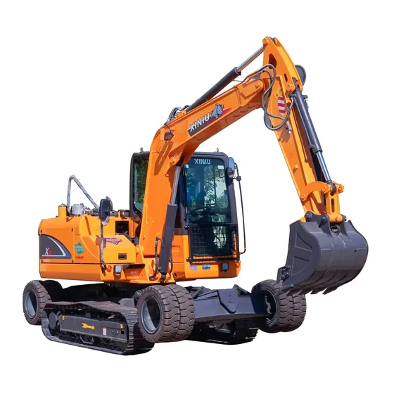 Working arm and bucket in digging position with maximum digging depth marked