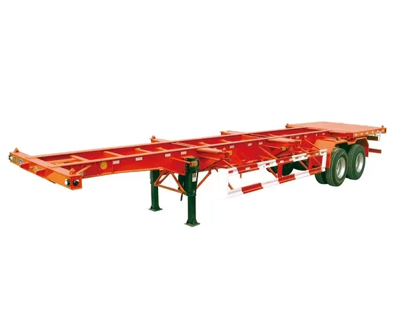 Front view of the trailer showing the fifth wheel plate and 1200R20 tyres