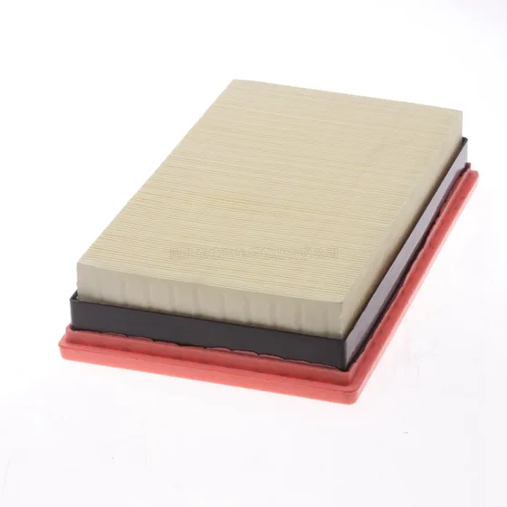 Side view of the air filter with packaging box and label
