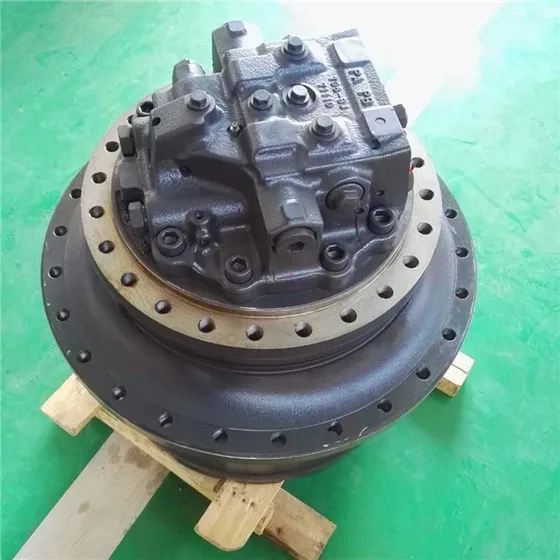 Side view of the motor showing the gear housing and mounting flanges