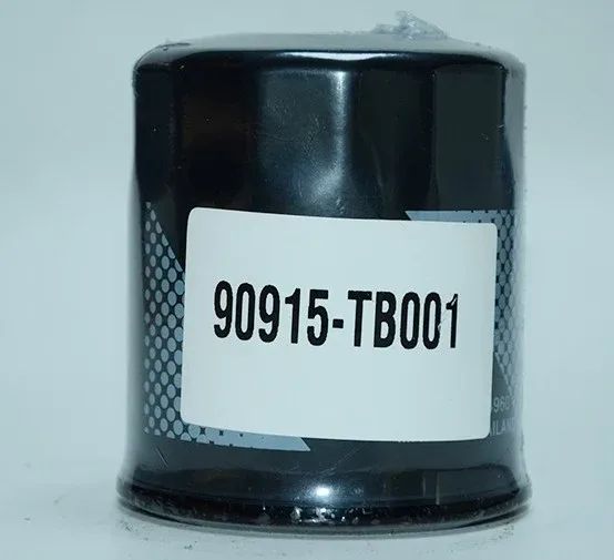 Black iron engine oil filter with 3/4"-16 thread, side view showing the threaded end and housing