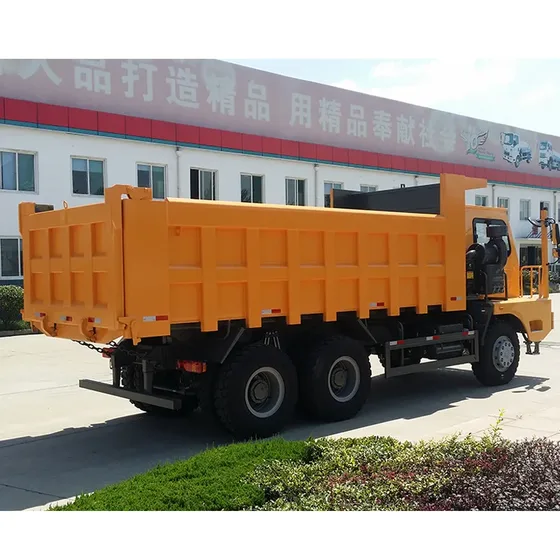 Rear view of the HOWO 70T mining dump truck