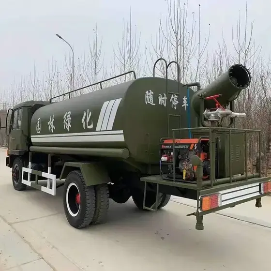 White 20-ton round-tank sludge dump truck parked on a yard, front three-quarter view