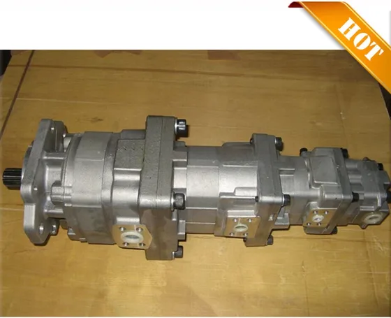 Close-up of LW250-5 hydraulic pump assembly with part numbers 705-56-34290 and 705-34-39000 clearly visible