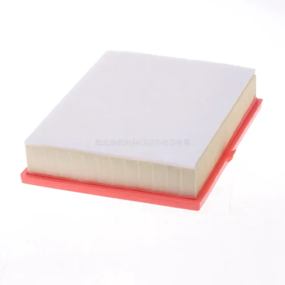 Side view of the air filter paper with visible paper media and frame