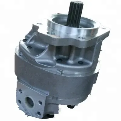 Close-up of the 705-22-44070 pump ass'y with flange and shaft, mounted on a workbench