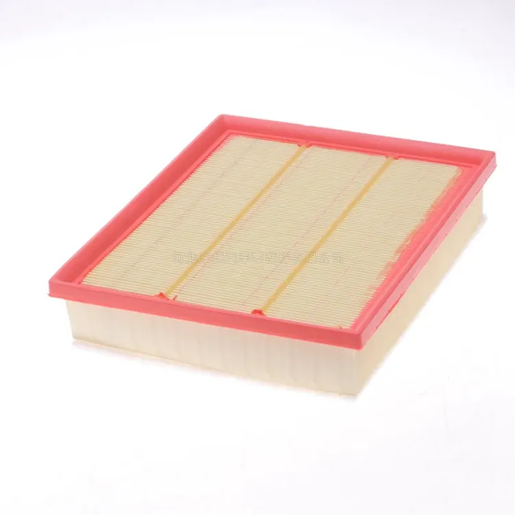 White automotive air filter paper with OEM number 13713465456, shown in a packing box