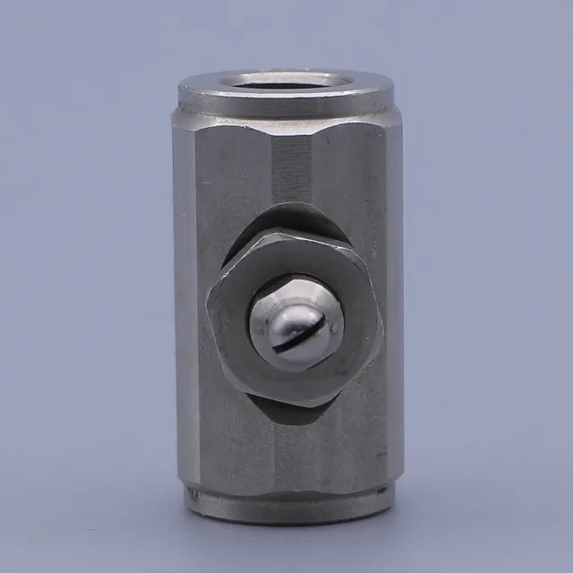 Stainless steel inline valve with a hex body and central screw cap